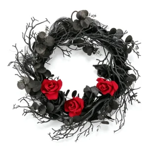 Gothic Black Rose Door Wreath